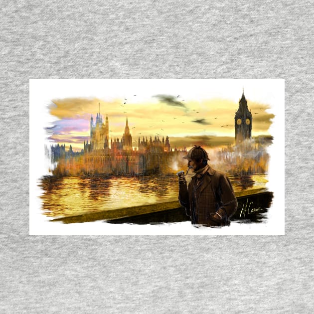 Sherlock Holmes walking on the Thames by miquelcazanya